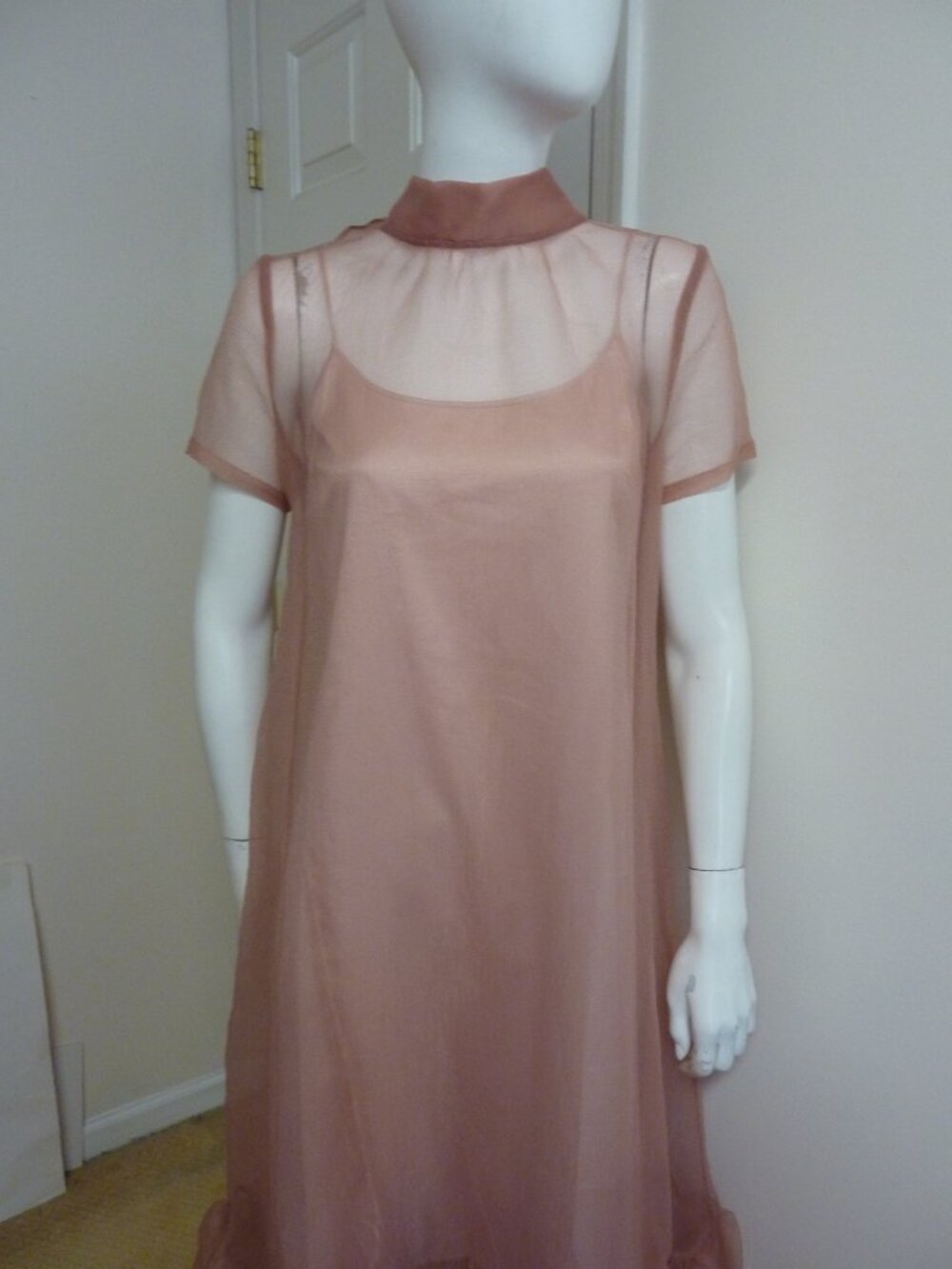Staud Calluna Organza Maxi Dress in Misty Rose - Picture 3 of 13